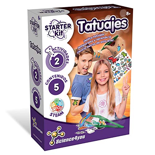 Science4you Starter Kit Tatuajes – Juguete Científicos Y Educativo, Multi8 Años (80002586), color Multi, 694 g