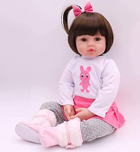 Scnbom 18pulgadas 45cm Bebes Reborn muñecas Nino Silicona Toddler Realista Baby Dolls Girls Recien Nacidos Reales niñas Ojos Abiertos Originales