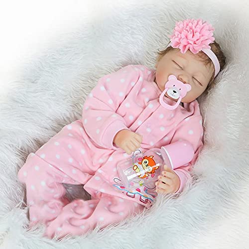 Scnbom 22pulgadas 55cm muñecas Reborn niñas Silicona Bebes Reales Baby Dolls Girls Realista Toddler Recien Nacidos Originales Ojos Cerrados Nino