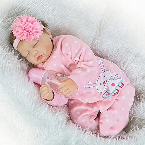 Scnbom 22pulgadas 55cm muñecas Reborn niñas Silicona Bebes Reales Baby Dolls Girls Realista Toddler Recien Nacidos Originales Ojos Cerrados Nino