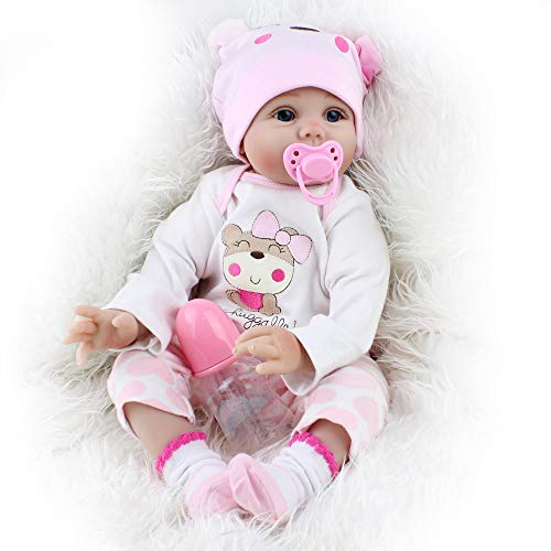 Scnbom Muñecas Reborn niñas 22pulgadas 55cm Vinilo Silicona Suave niño Juguetes Regalos de Cumpleanos Realista Recién Nacido Baby Dolls