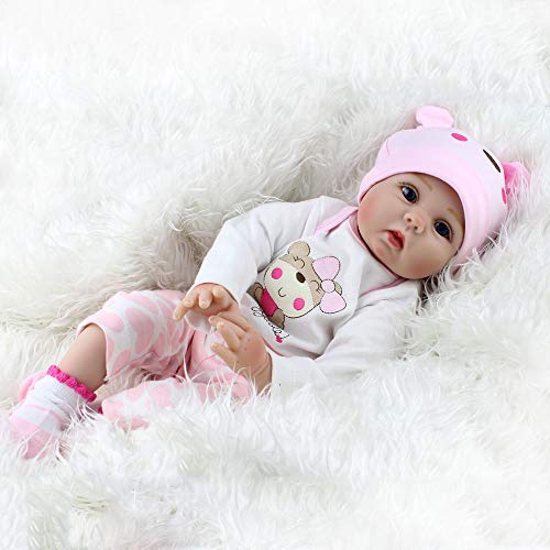 Scnbom Muñecas Reborn niñas 22pulgadas 55cm Vinilo Silicona Suave niño Juguetes Regalos de Cumpleanos Realista Recién Nacido Baby Dolls