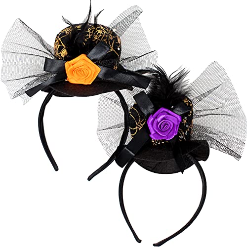 Selldorado® 2x diadema sombrero de bruja de Halloween - sombrero de bruja - disfraz de halloween damas vampiro - día de los muertos - víspera de año nuevo