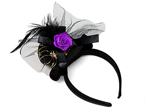 Selldorado® 2x diadema sombrero de bruja de Halloween - sombrero de bruja - disfraz de halloween damas vampiro - día de los muertos - víspera de año nuevo