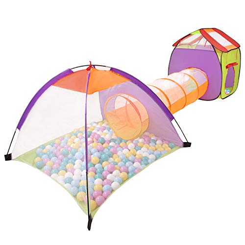 Selonis Parque De Juegos 3En1 con 200 Bolas para Niños, Multicolor:Blanco/Amarillo/Babyblue/Turquesa