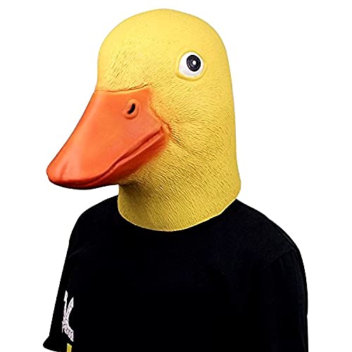 SENFEISM Máscara de látex de goma espeluznante divertido de pato amarillo, disfraz de Halloween