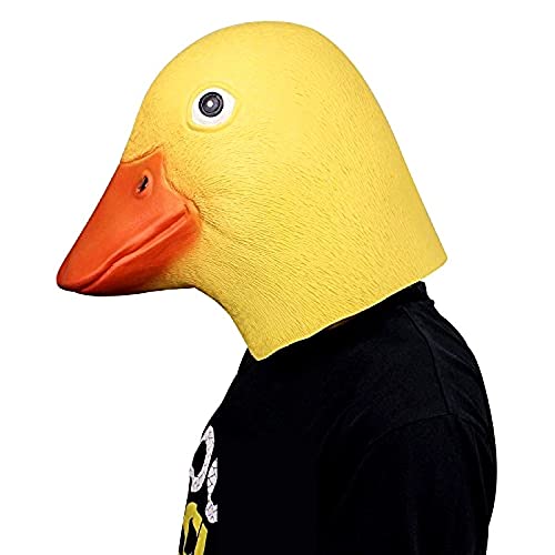 SENFEISM Máscara de látex de goma espeluznante divertido de pato amarillo, disfraz de Halloween