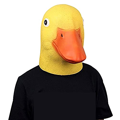 SENFEISM Máscara de látex de goma espeluznante divertido de pato amarillo, disfraz de Halloween