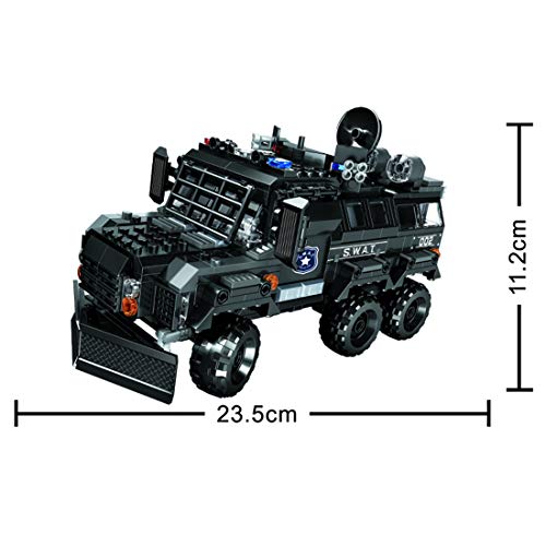 SENG Kit de construcción de coche militar, 496 piezas, vehículo blindado a prueba de explosiones, modelo de coche para policía SWAT Team compatible con Lego