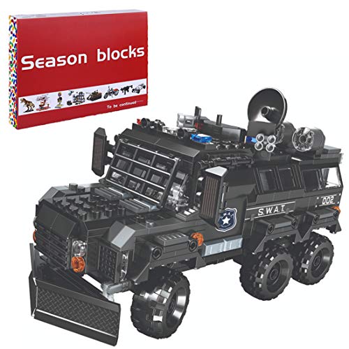 SENG Kit de construcción de coche militar, 496 piezas, vehículo blindado a prueba de explosiones, modelo de coche para policía SWAT Team compatible con Lego