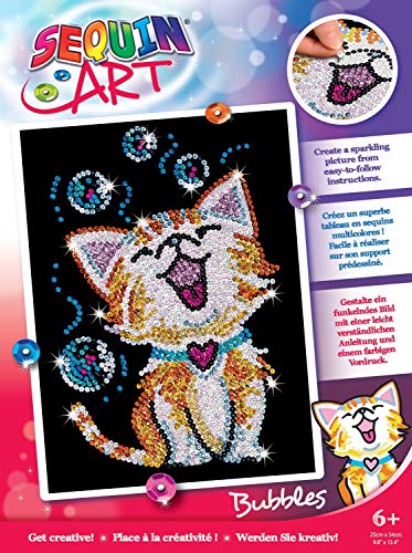 Sequin Art- Kit de Bricolaje para niños, Gatito Bubbles The Kitten, CREA Bello Arte Colorido con Lentejuelas, Multicolor (5013-1602)