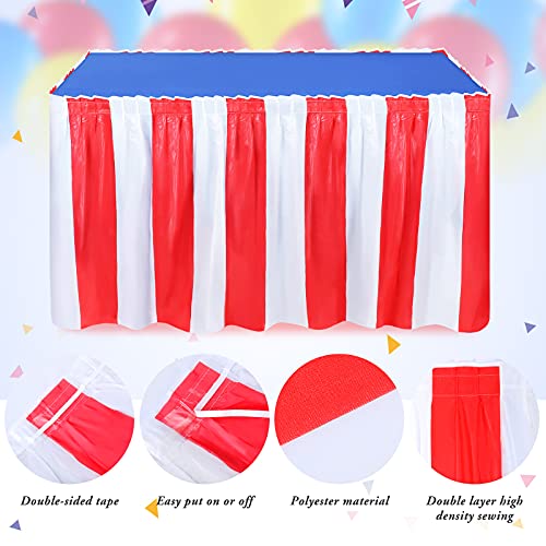 Set de 54 Decoraciones de Fiesta Circo Carnaval, Incluye 2 Faldas de Mesa Roja y Blanca de Tema de Circo, 2 Manteles de PE Desechable y 50 Globos de Látex Azul Rojo Amarillo (Mantel Azul)