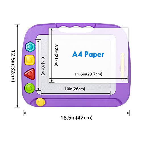 SGILE Pizarra Magnética Infantil, 42x32cm Grande Magnético Pintura de la Escritura Doodle Sketch Pad, Juguetes para Niños Infantiles, Morado