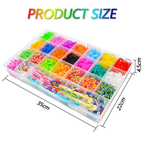 Sgizoku 6800 bandas de telar Kit de banda de telar con bandas de goma arco iris kit de fabricación de pulseras para manualidades para niños en cajas de almacenamiento