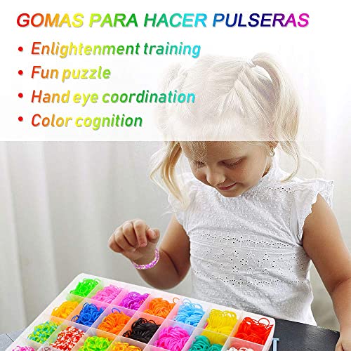 Sgizoku 6800 bandas de telar Kit de banda de telar con bandas de goma arco iris kit de fabricación de pulseras para manualidades para niños en cajas de almacenamiento