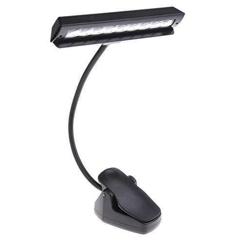 sharprepublic Lámpara De Soporte De Música ABS 9 LED Lámpara De Lectura para El Dormitorio del Escritorio, Negro, 20.3 Cm