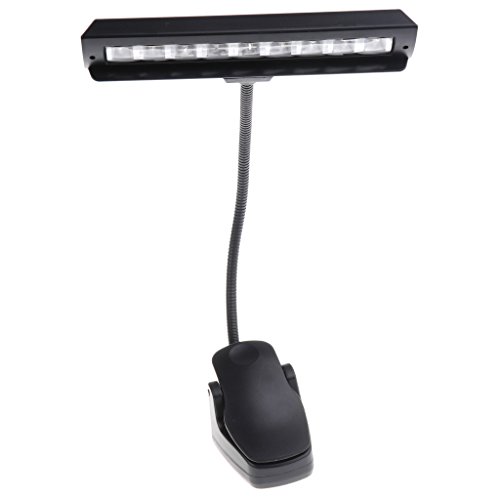 sharprepublic Lámpara De Soporte De Música ABS 9 LED Lámpara De Lectura para El Dormitorio del Escritorio, Negro, 20.3 Cm