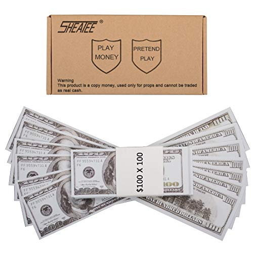 Sheatee Prop Money Hq Prop Money Dinero de proposición 100 Play Money Juega Dinero para niños Pretend Dollar Bills Money Gun