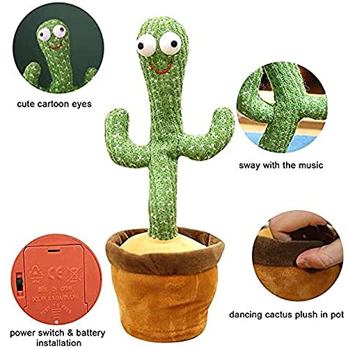 ShengOu Cactus Que Baila,Cactus Bailarin,Cactus Interactivo,Cactus Plush Toy,Juguete de Cactus Bailarin,Juguete de Peluche de Cactus,Cactus Bailando (Calvo)