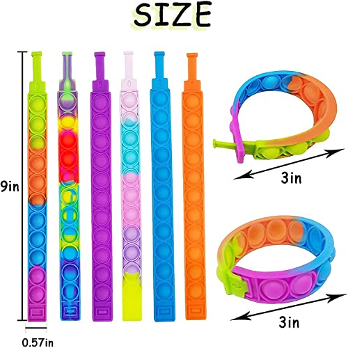 Shengruili Juego de 6 Juguetes Pop it Fidget Toy, Pulsera Pop Bubble Fidget Toy, Juguete antiestrés, Pulsera Simple de Juguete Fidget Toy, Juguete para niños y Adultos (B)