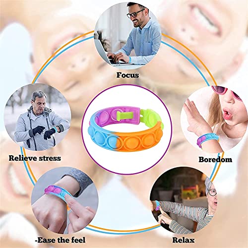 Shengruili Juego de 6 Juguetes Pop it Fidget Toy, Pulsera Pop Bubble Fidget Toy, Juguete antiestrés, Pulsera Simple de Juguete Fidget Toy, Juguete para niños y Adultos (B)