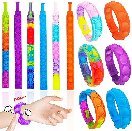 Shengruili Juego de 6 Juguetes Pop it Fidget Toy, Pulsera Pop Bubble Fidget Toy, Juguete antiestrés, Pulsera Simple de Juguete Fidget Toy, Juguete para niños y Adultos (B)