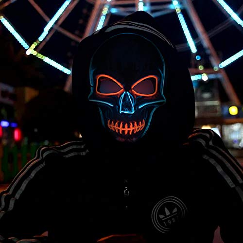 shirylzee Máscaras Halloween LED, Máscaras Halloween de Terror con 3 Modos Máscara Disfraz Luminosa Craneo Esqueleto para Halloween Navidad Cosplay Fiesta Show Mascarada (Estilo 2)