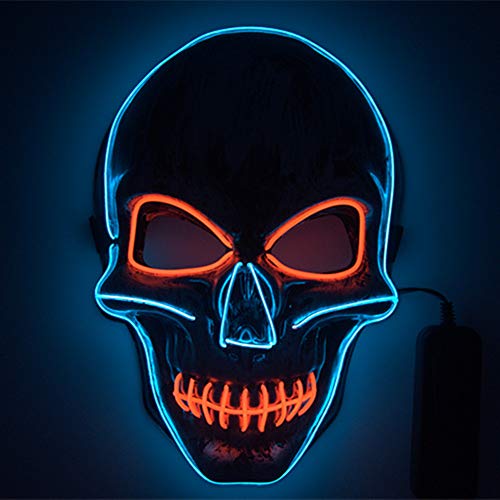 shirylzee Máscaras Halloween LED, Máscaras Halloween de Terror con 3 Modos Máscara Disfraz Luminosa Craneo Esqueleto para Halloween Navidad Cosplay Fiesta Show Mascarada (Estilo 2)