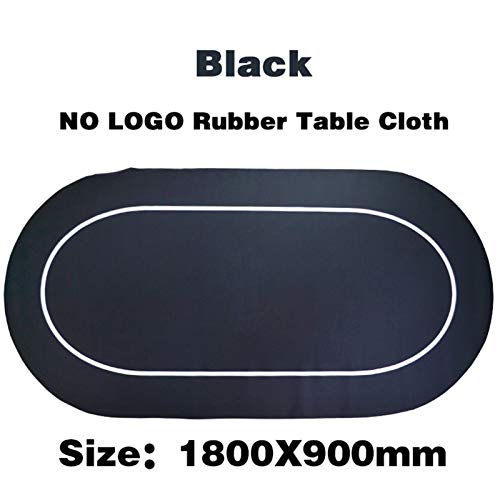 SIJI Poker de Mesa portátil Top 180 * 90cm Mesa de póquer de Tela Negro NO Logo NO Impresión Texas Hold'em Bacará la Estera de Tabla Oval de Goma Poker Gambing Mat Mantel tapete de Juego