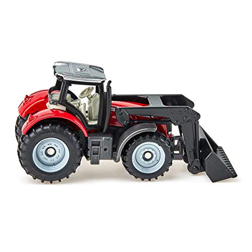 siku 1484, Massey Ferguson con cargador frontal, Metal/Plástico, Rojo/Negro, Cargador frontal móvil