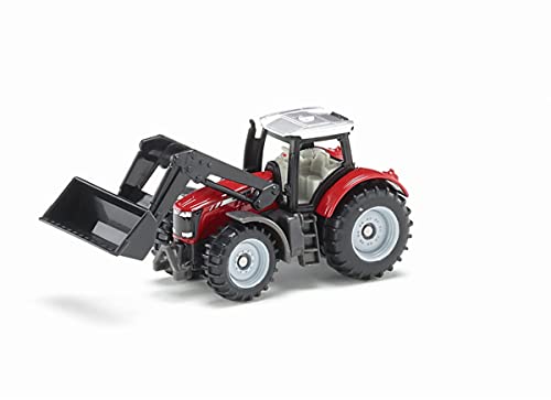 siku 1484, Massey Ferguson con cargador frontal, Metal/Plástico, Rojo/Negro, Cargador frontal móvil