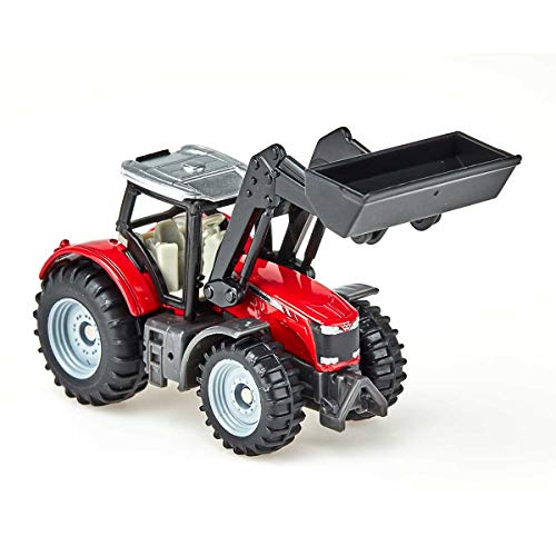 siku 1484, Massey Ferguson con cargador frontal, Metal/Plástico, Rojo/Negro, Cargador frontal móvil