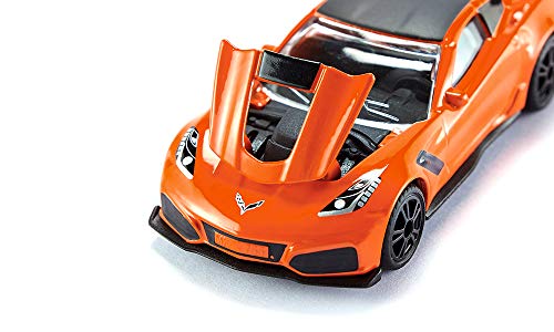 siku 1534, Chevrolet Corvette ZR1, Naranja/Negro, Apertura de capó, Vehículo de juguete para niños