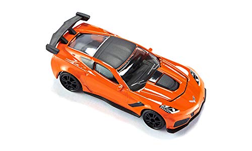 siku 1534, Chevrolet Corvette ZR1, Naranja/Negro, Apertura de capó, Vehículo de juguete para niños