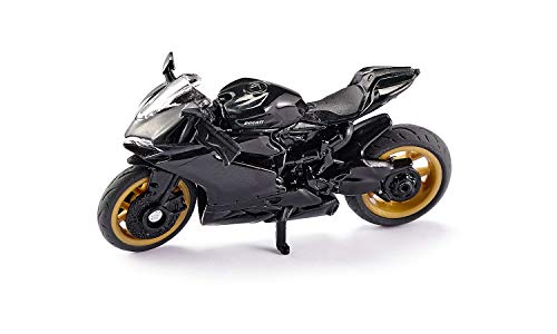 siku 1601, Moto Ducati Panigale 1299 con cinta adhesiva y señal de tráfico, Negro, Metal/Plástico, Ruedas de goma