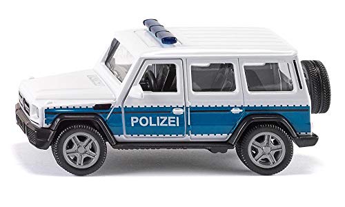 siku 2308 Coche policía Mercedes AMG G65 con enganche remolque, Ruedas desmontables, 1:50, Metal/Plástico, Azul/Blanco