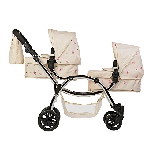 Silla de paseo doble Roma Darcie para muñecas, color crema