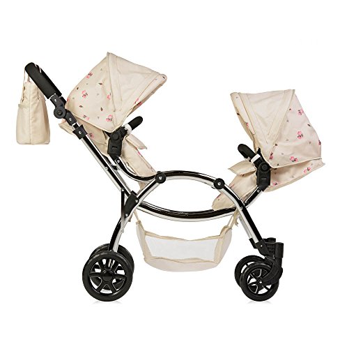 Silla de paseo doble Roma Darcie para muñecas, color crema