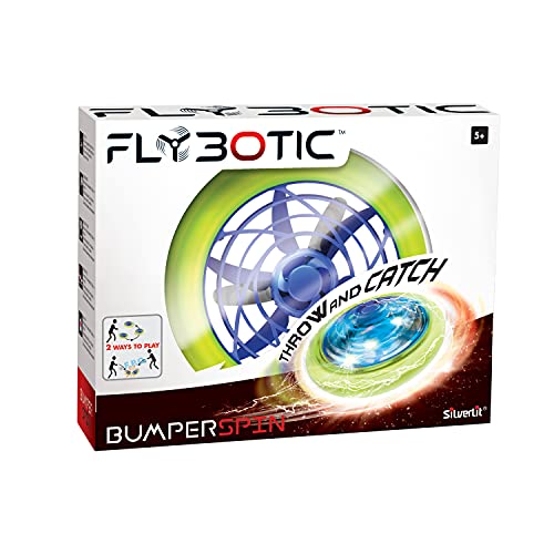 Silverlit- Flybotic Bumper Spin, Mini dron OVNI controlado a Mano con Luces LED niñas, Adecuado para Jugar en Interiores y Exteriores, Color Azul y Negro (84794)