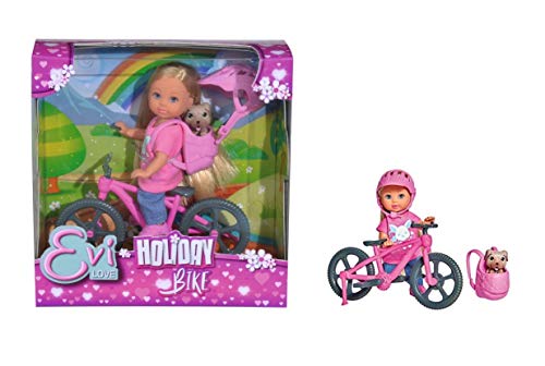 Simba – Evi Holiday muñeca Flexible de Bicicleta con Perro, Color, 105733273038