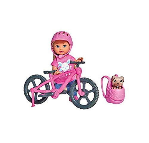 Simba – Evi Holiday muñeca Flexible de Bicicleta con Perro, Color, 105733273038