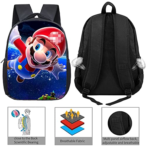 Simmpu Mario Mochilas Escolares Mario Mochila Casual Juego de mochila escolar Mario Mochila Patrón Popular Cartoon Impresión Mochilas para Niños y Niñas Viajes Escolar Senderismo