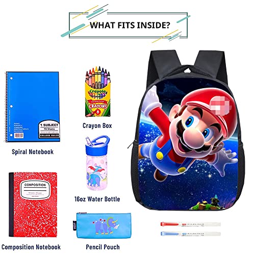 Simmpu Mario Mochilas Escolares Mario Mochila Casual Juego de mochila escolar Mario Mochila Patrón Popular Cartoon Impresión Mochilas para Niños y Niñas Viajes Escolar Senderismo