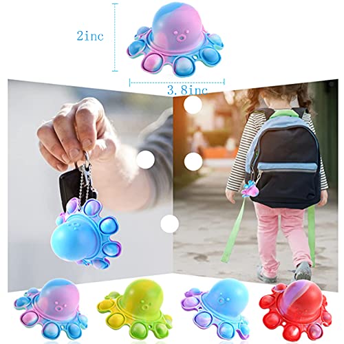 Simple Dimple Fidget Toy, Pulpo Reversible Mini Pop It Llavero Fidget Spinner Juguetes Silicona Antiestrés Bubble Mini Llavero Octopus Colgante Toys con Reducción de la ansiedad y Stress (ZYPP)