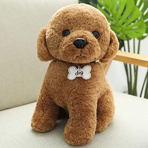 Simulación Teddy Dog ​​Lady, caniche Peluches, muñeco de Animal sufrió Peluche marrón 30cm