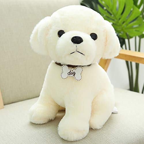 Simulación Teddy Dog ​​Lady, caniche Peluches, muñeco de Animal sufrió Perro Blanco 22cm