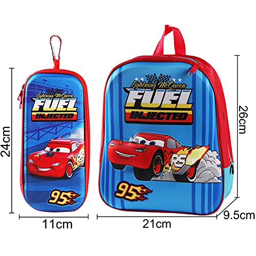 simyron Mochila Car McQueen 3D Mochila Escolar para niños Impermeable Libro de Jardín de Infantes Ajustables Mochila de Libro de Escuela Primaria 26*21*9.5cm