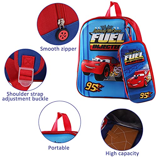 simyron Mochila Car McQueen 3D Mochila Escolar para niños Impermeable Libro de Jardín de Infantes Ajustables Mochila de Libro de Escuela Primaria 26*21*9.5cm