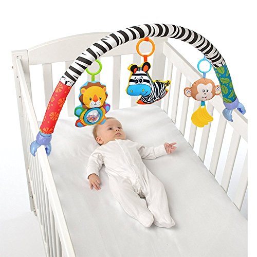 Singring Arco de juguete para el cochecito, cama o silla de paseo con sonajero y dispositivo BB (cebra)