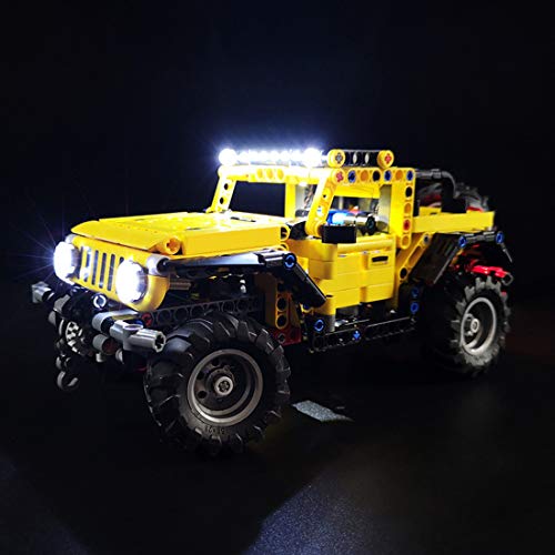 SINI Juego de iluminación para coche Lego 42122 Technic Jeep Wrangler 4 x 4 de juguete, juego de iluminación LED, compatible con vehículos todoterreno Lego 42122 (solo luces LED, no LEGO)